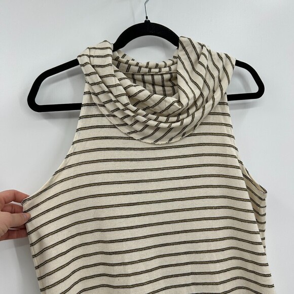 NWT CHASER Cream Gold Metallic Cowl Neck Open Back Vent Tank Top Size Medium - Picture 8 of 8